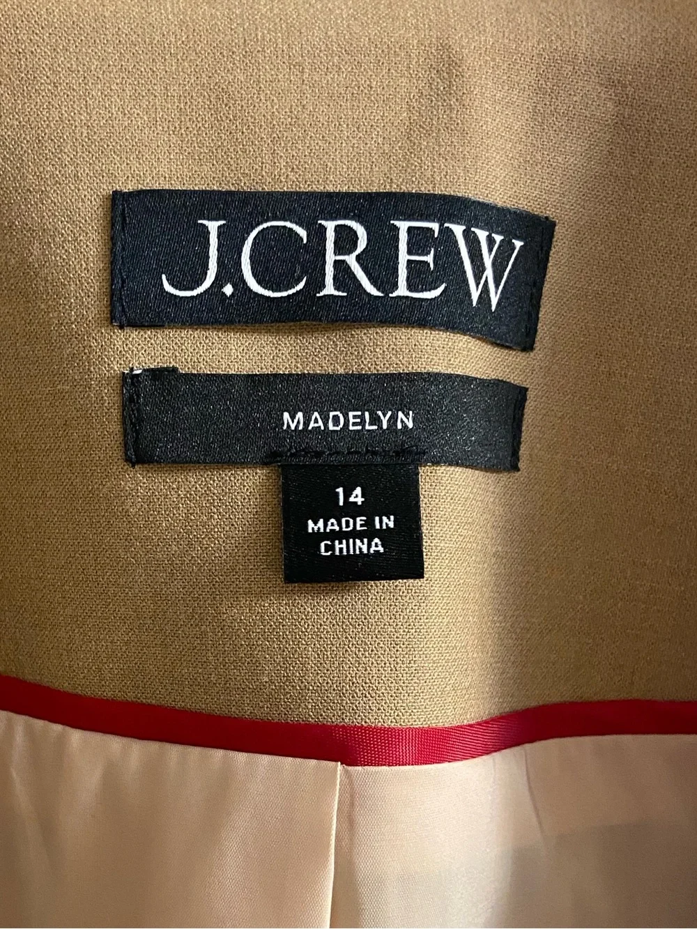 J. Crew Madelyn Camel-Tan Single-Breasted Blazer Sz 14